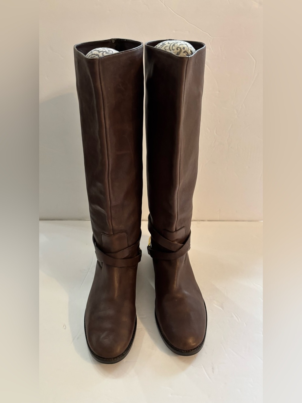 Lauren Ralph Lauren Women Brown Jenny Leather Tall Riding Boots 8 Equestrian